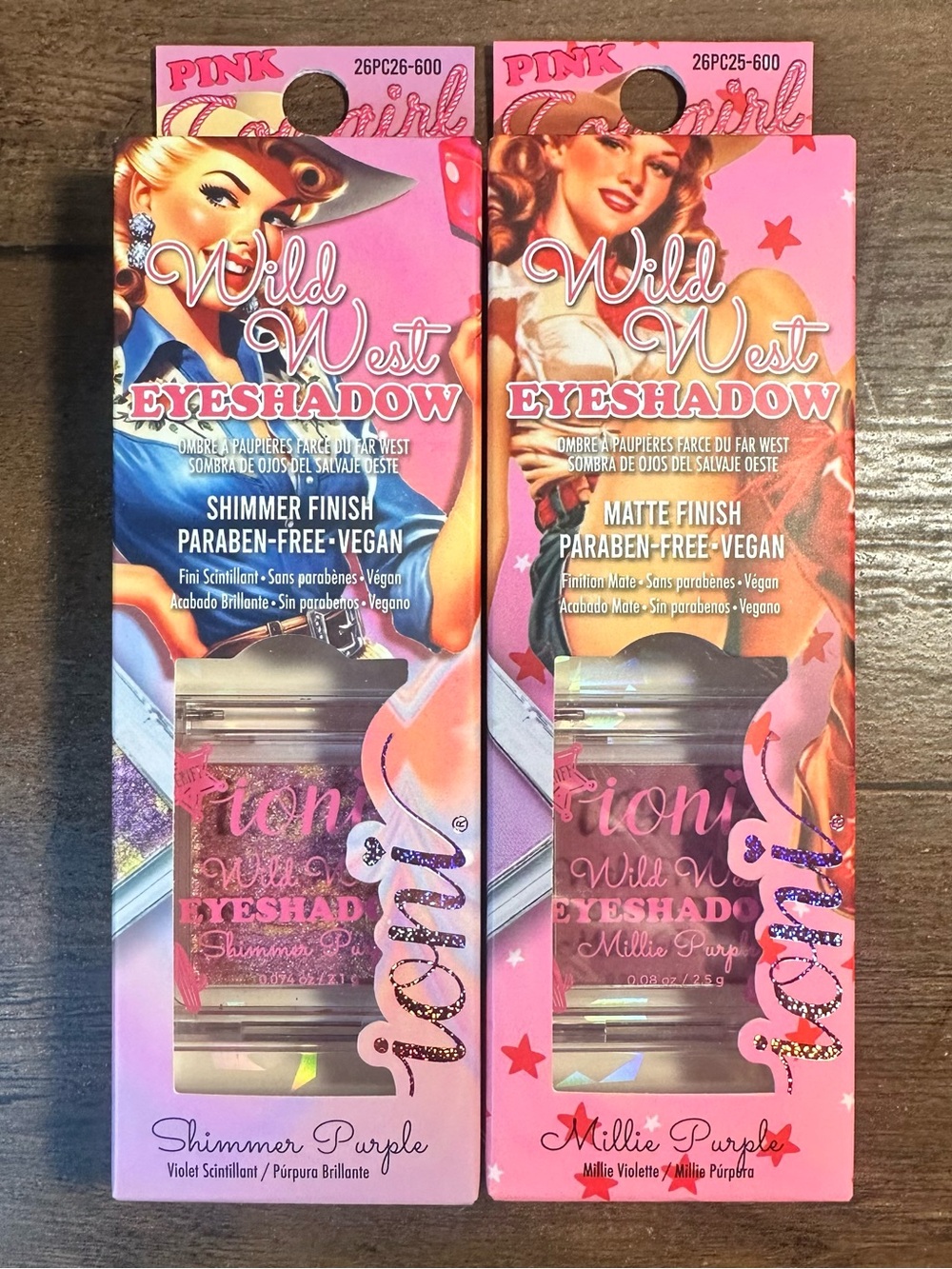Ioni PINK COWGIRL Wild West Eyeshadow ~Millie Purple & Shimmer Purple~ BNIB